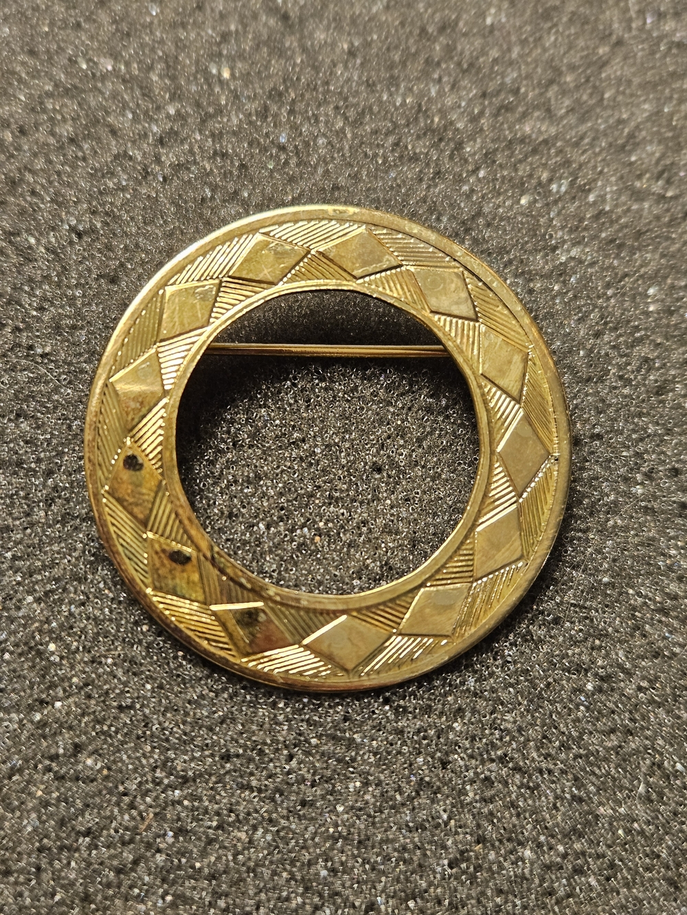 Gold-Tone Circular Patterned Brooch - Elegant Women's Accessory